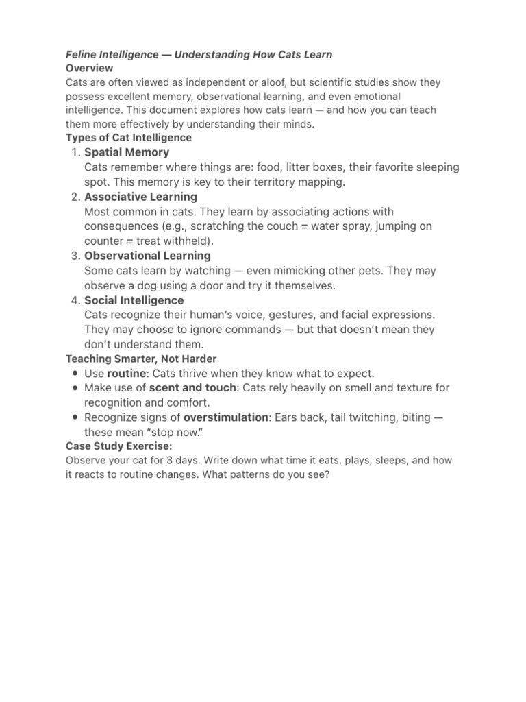 Feline Intelligence: Teaching Cats Commands | PDF