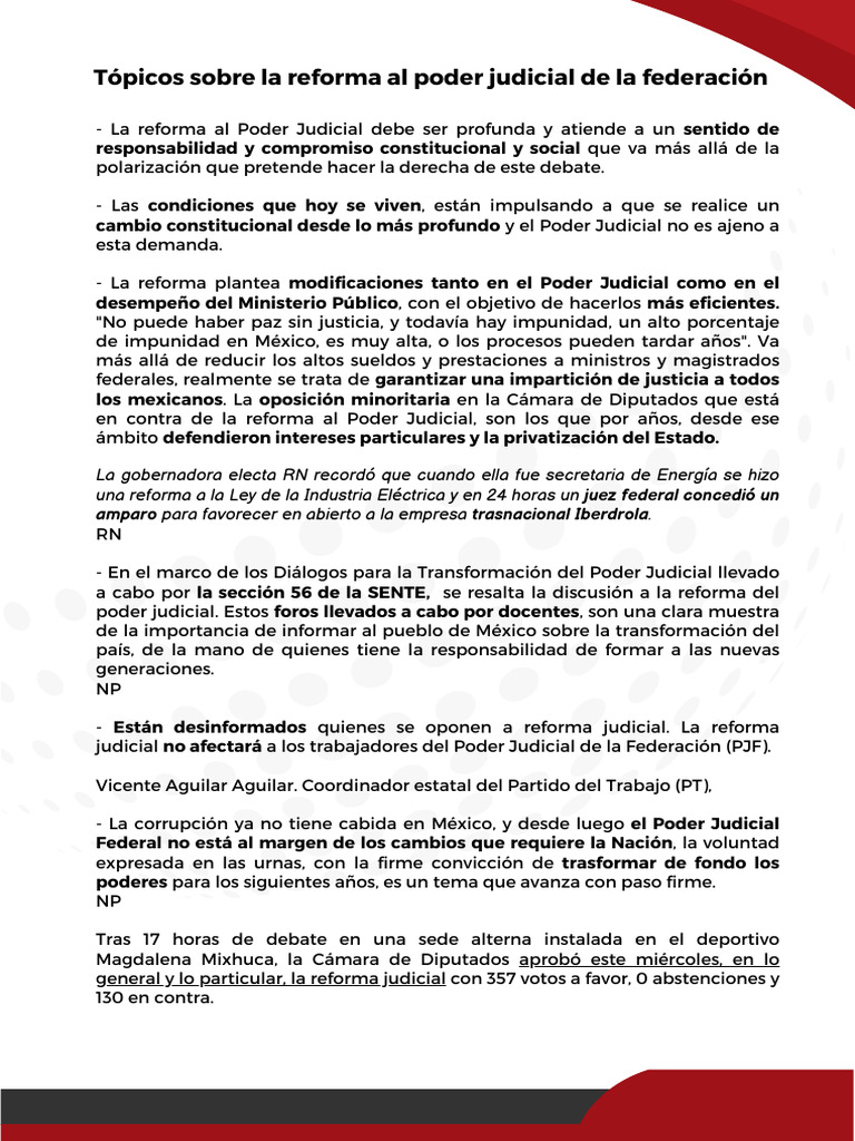 Tópicos Sobre La Reforma Al Poder Judicial de La Federación | PDF ...