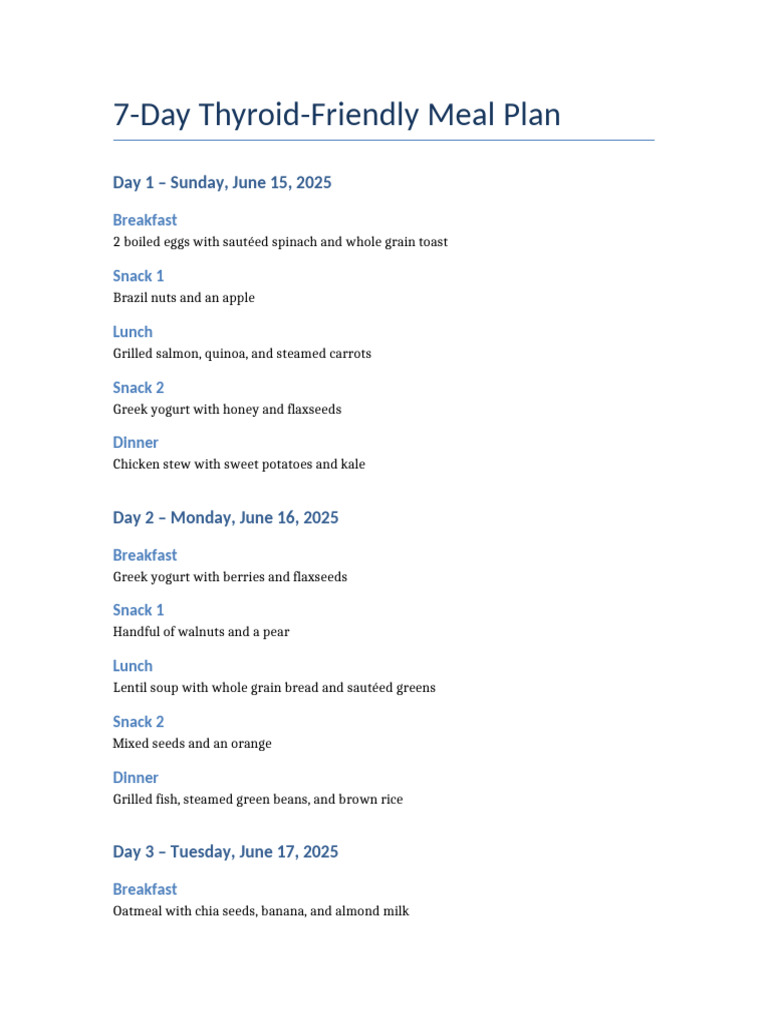 Picture of Thyroid Friendly 7day Meal Plan | PDF | Lunch | Salad