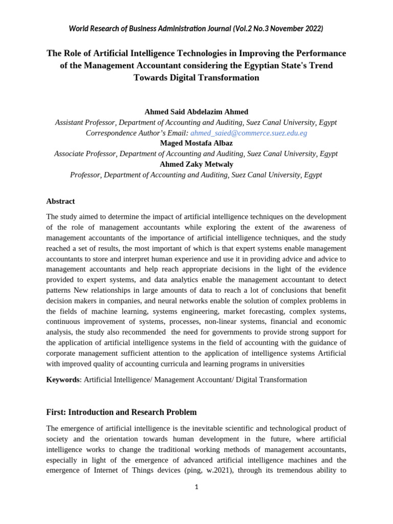 The Role of Artificial Intelligence Technologies in Improving The ...