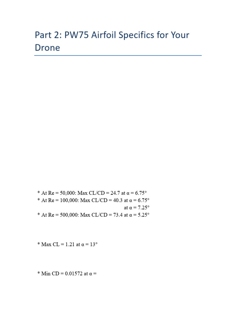 PW75 Airfoil Overview for Drones | PDF | Unmanned Aerial Vehicle | Airfoil
