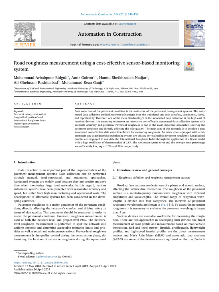 Cost-Effective Road Roughness Measurement | PDF | Surface Roughness ...