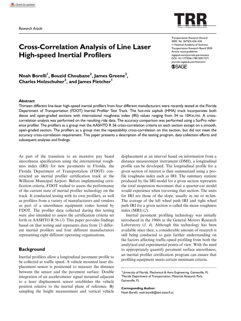 High-Speed Inertial Profiler Analysis | PDF