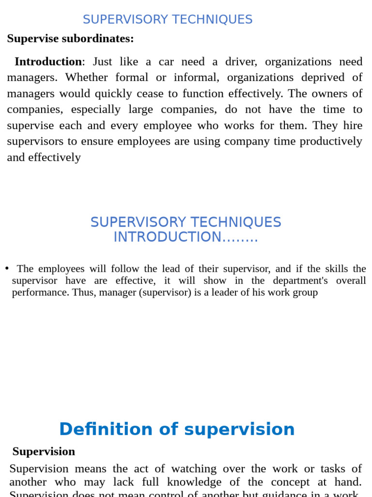 Effective Supervisory Techniques | PDF | Supervisor | Disciplines