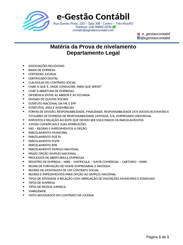 Materia Da Prova | PDF