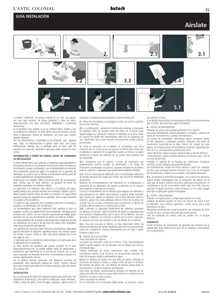 Guía de Instalación de AIRSLATE | PDF | Papel | Adhesivo