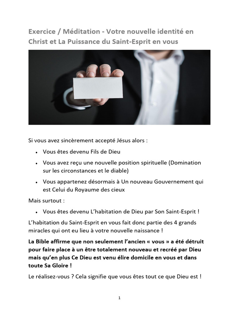 Nouvelle Identité en Christ et Saint-Esprit | PDF | Saint-Esprit ...