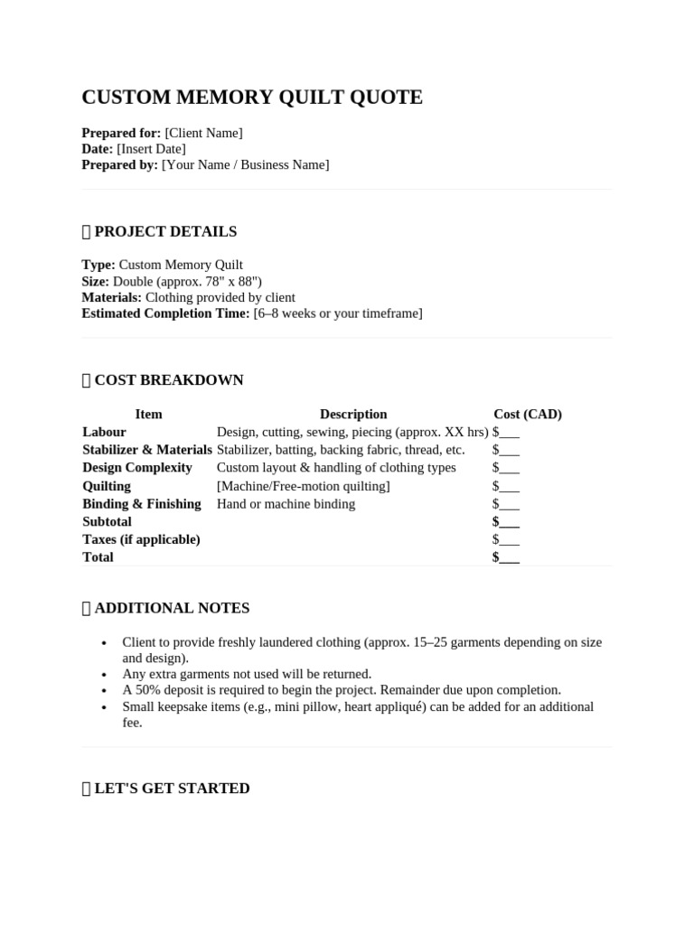 Custom Memory Quilt Pricing Guide | PDF | Quilting | Quilt