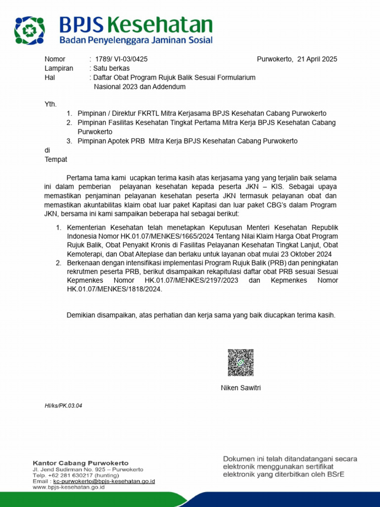 Daftar Obat PRB 2024 dan Formularium | PDF