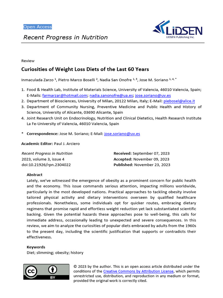 Weight Loss Diets: A 60-Year Review | PDF | Systematic Review | Weight Loss