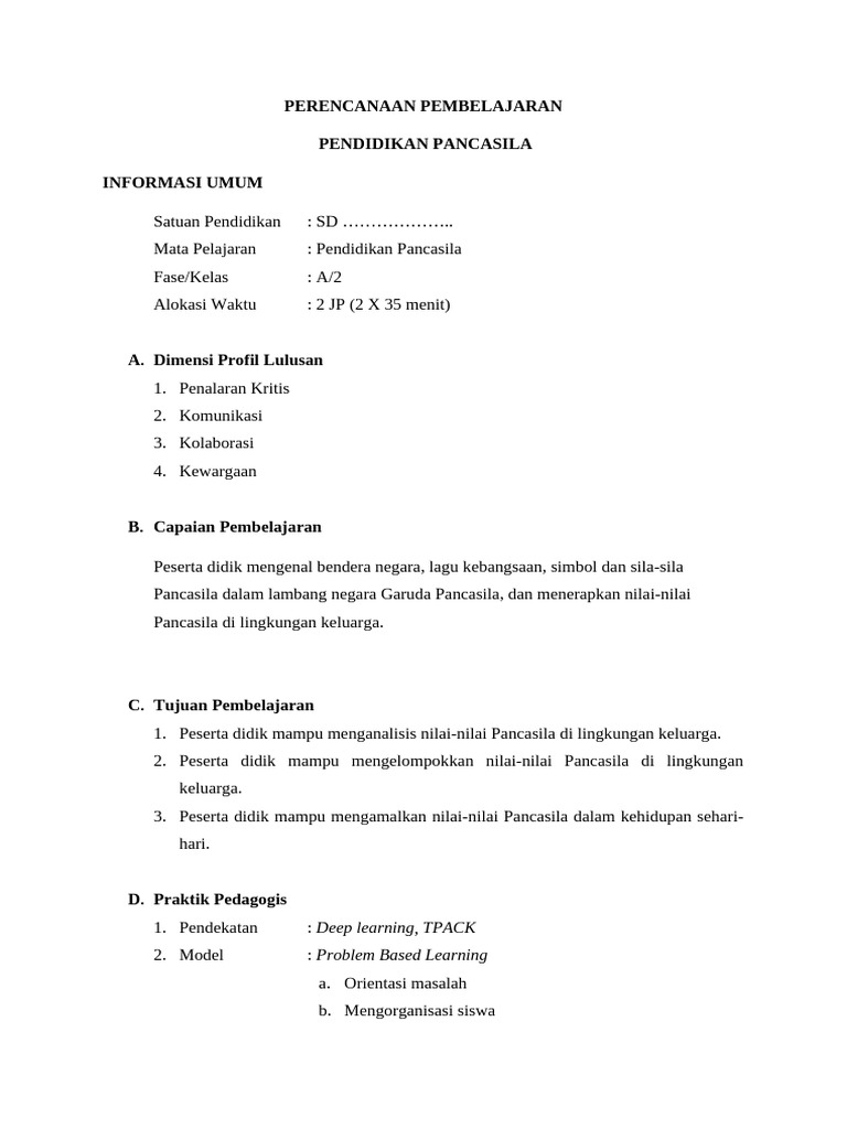 Modul Ajar Deep Learning Pancasila Kelas 2 Pdf