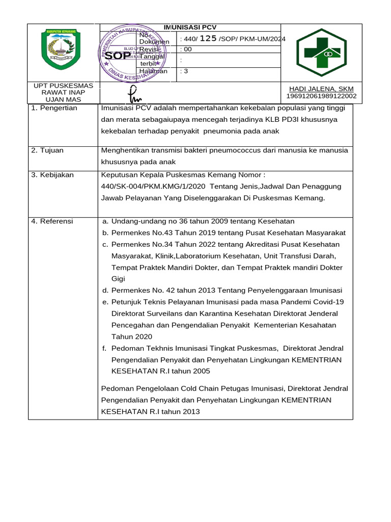 Sop PCV Um | PDF