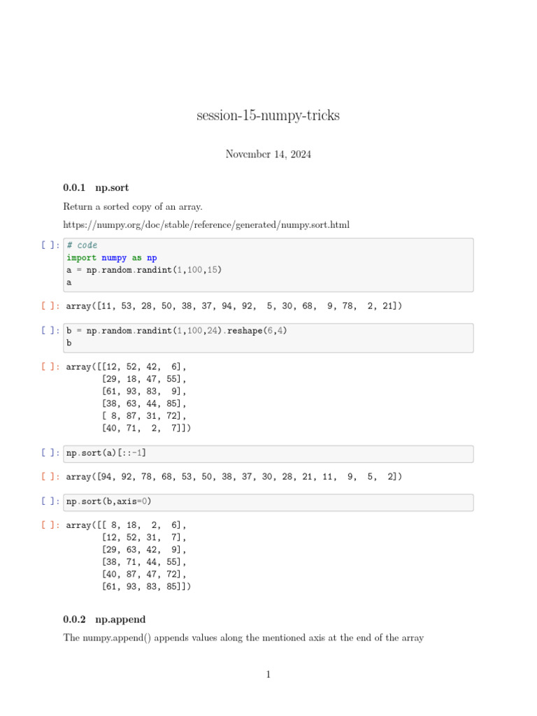 Session 15 Numpy Tricks | PDF