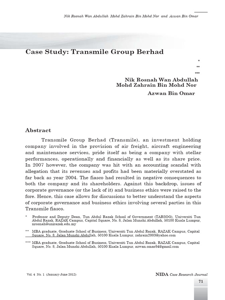 Transmile Group Berhad Accounting Scandal | PDF | Audit | Audit Committee