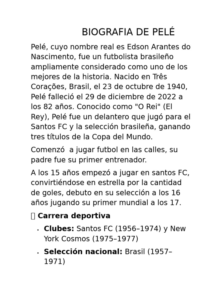 Biografia de Pelé | PDF