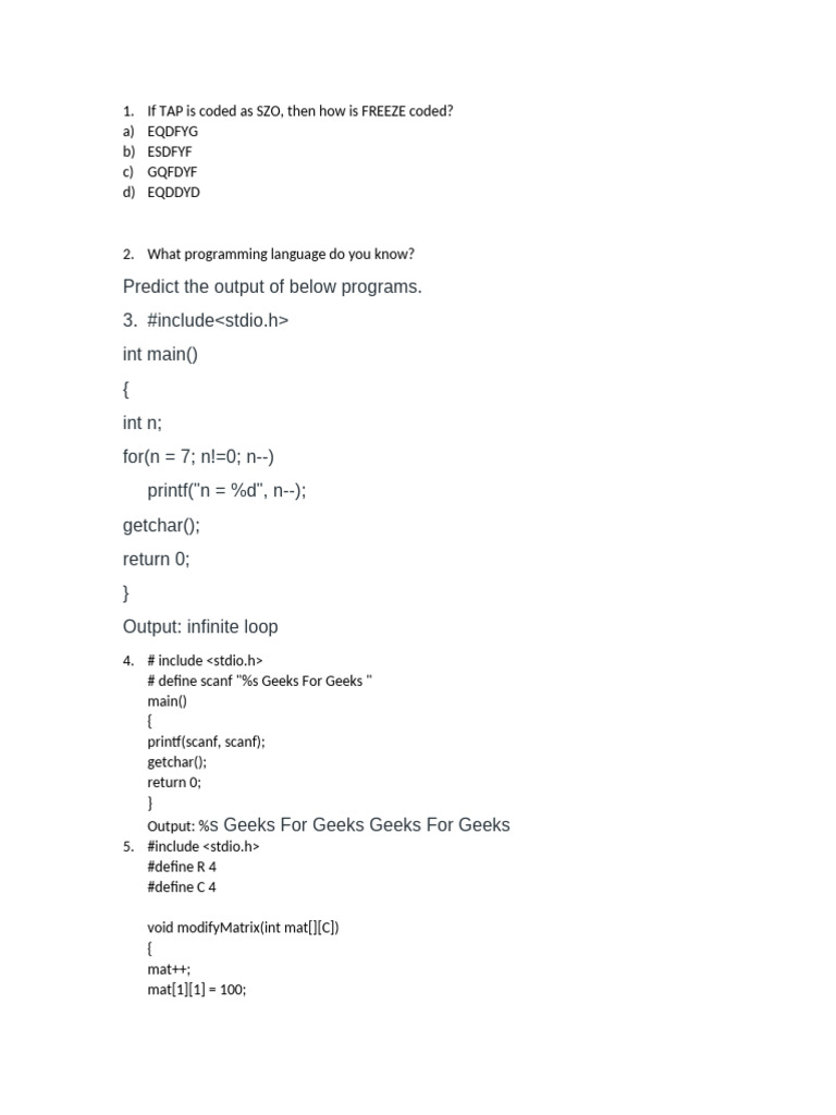 Coding Patterns and Programming Queries | PDF | Input/Output ...