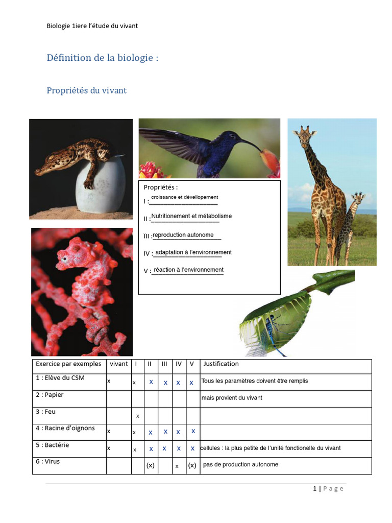 Introduction à la biologie et ses concepts | PDF | Cellule (Biologie ...