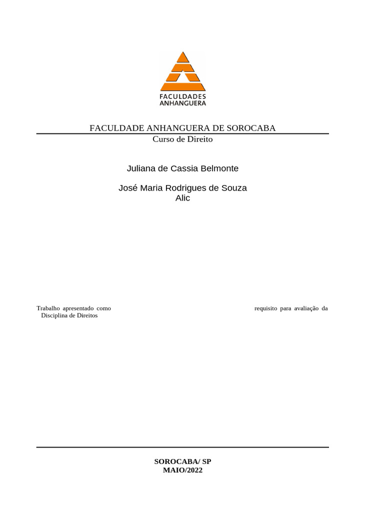Modelo de Capa e Folha de Rosto Anhanguera | PDF