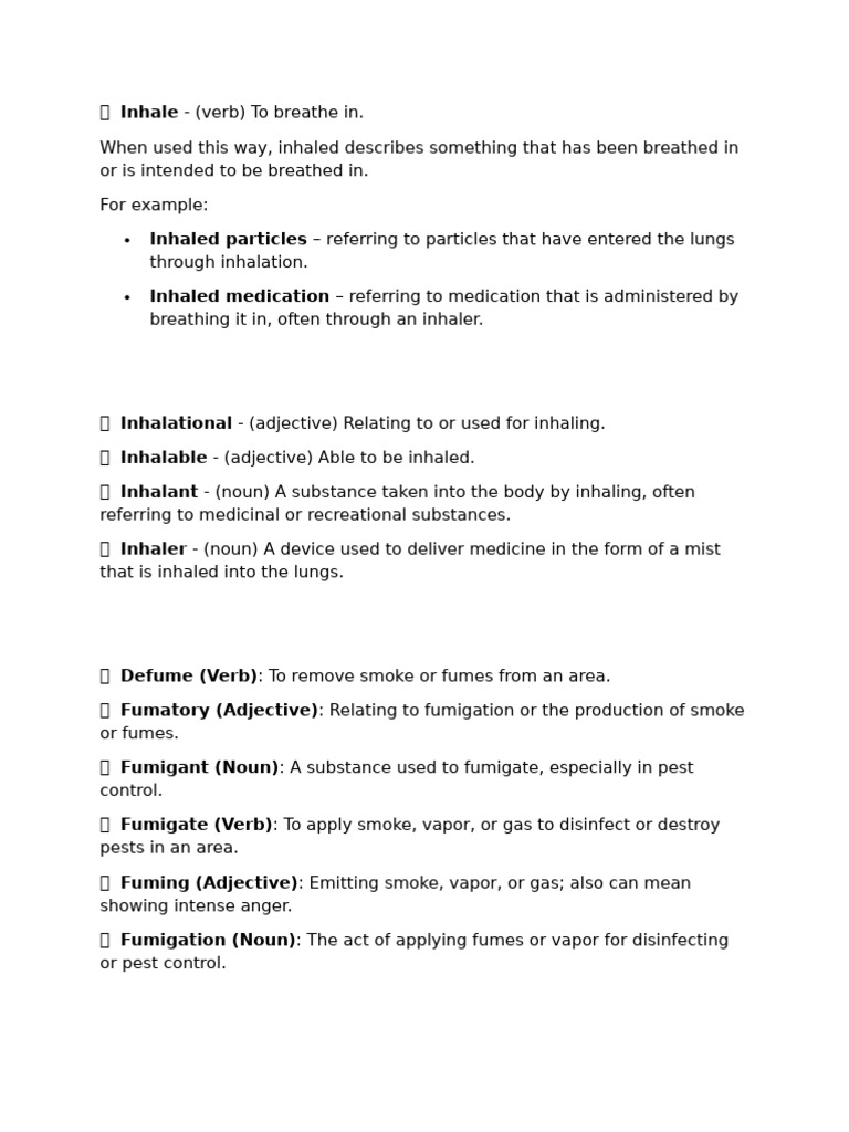 Inhalation and Fumigation Terms Explained | PDF