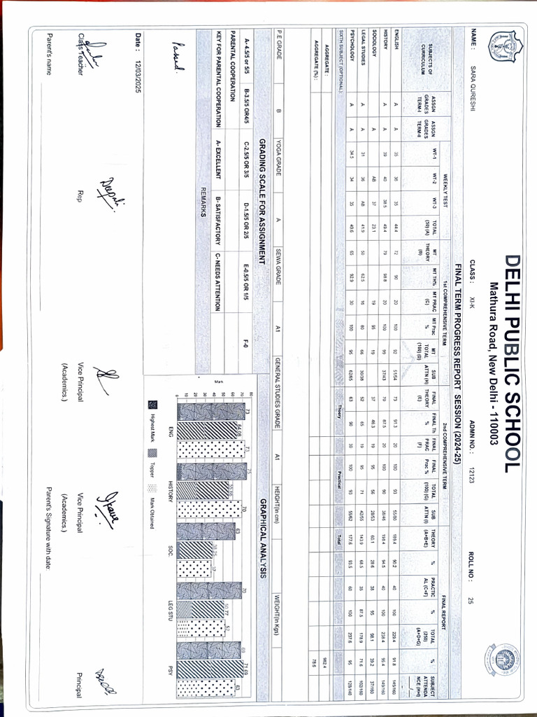 Class XI Final Progress Report 2024-25 | PDF