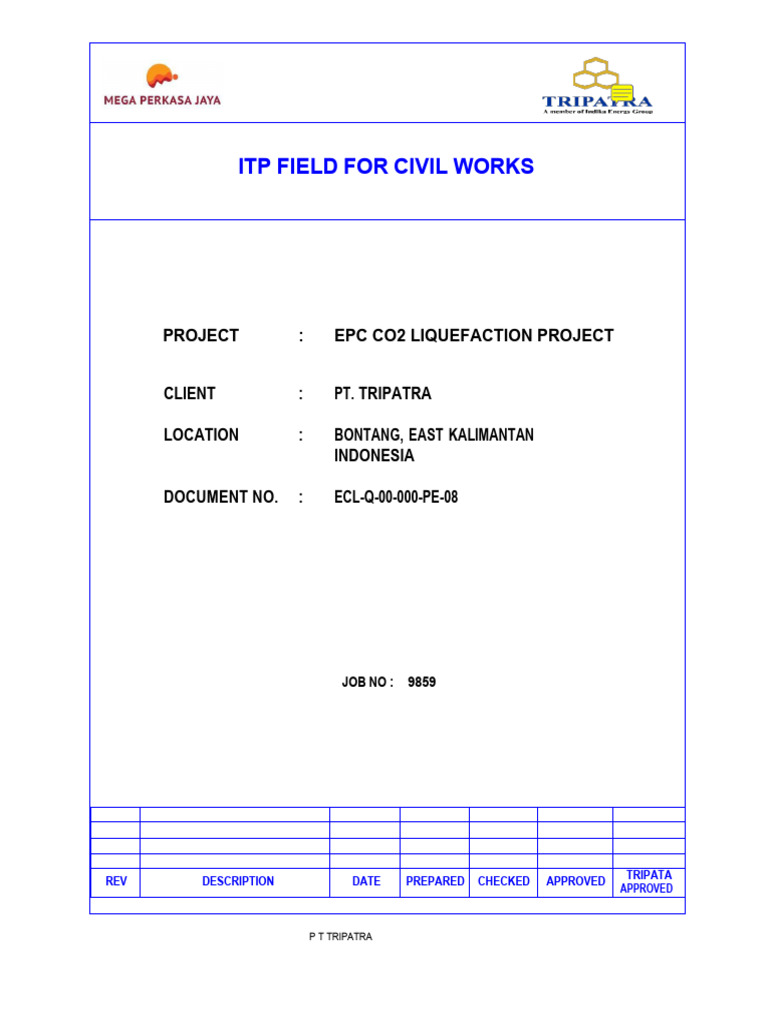 ITP for Civil Works in EPC Project | PDF