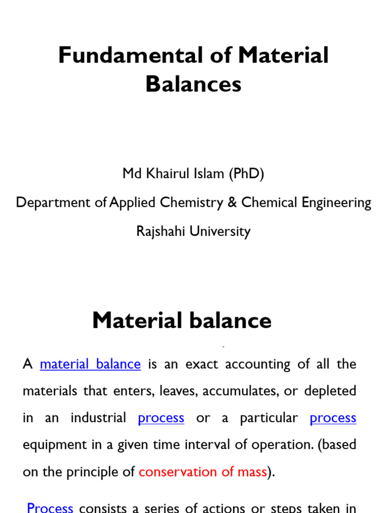Fundamentals of Material Balances | PDF | Stoichiometry | Chemistry