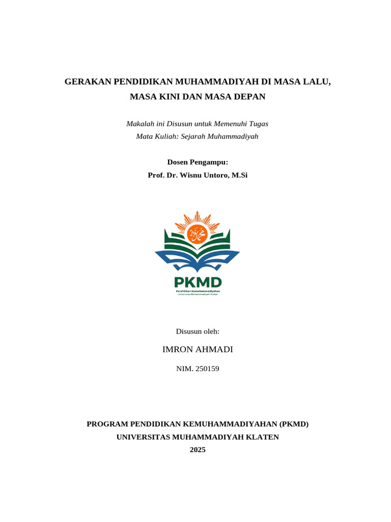 Cover Makalah Sejarah Muhammadiyah | PDF