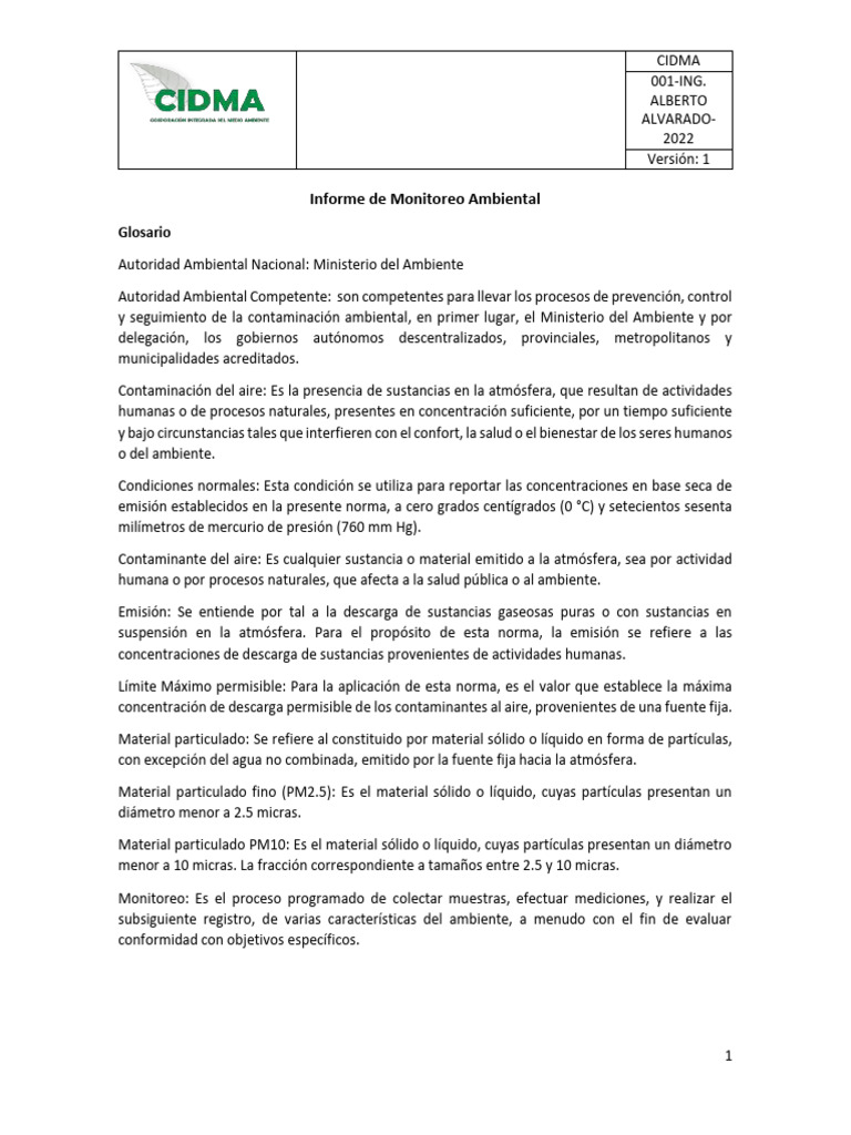 Monitoreo Ambiental: Calidad de Aire 2022 | PDF | La contaminación del ...