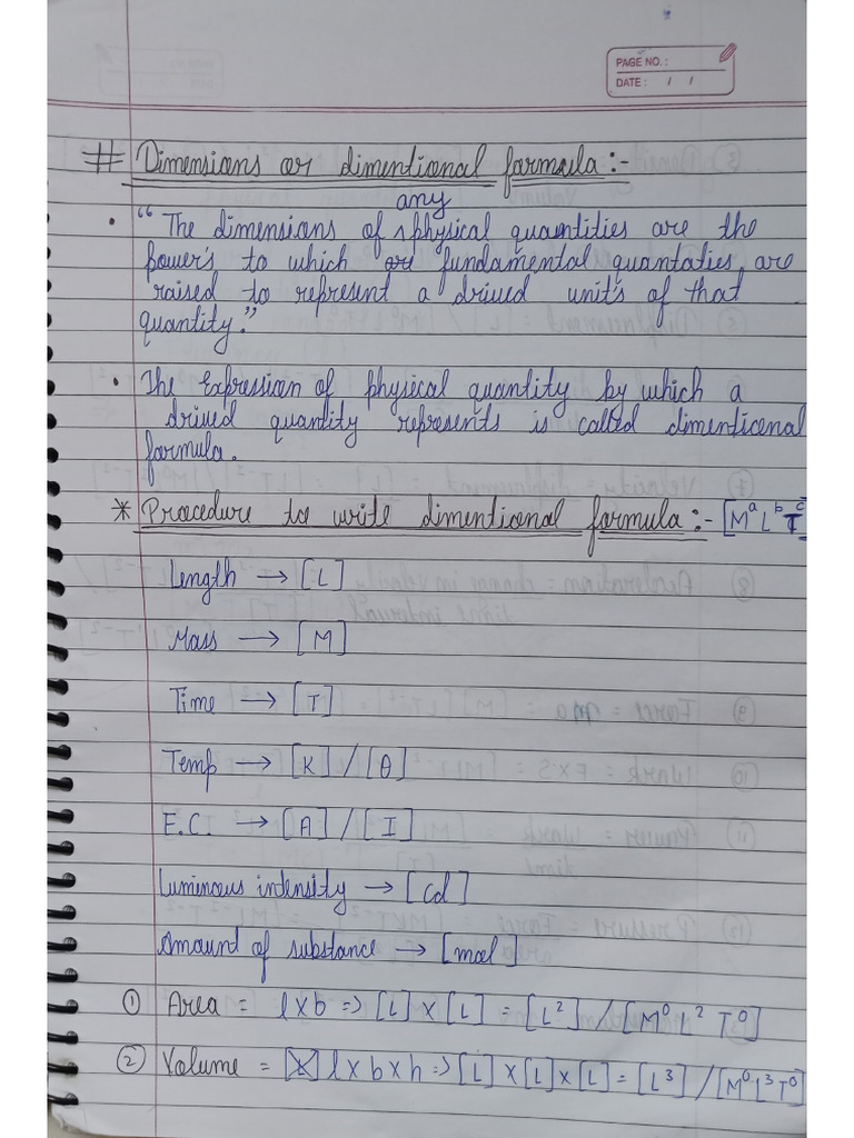 Physics (Topic Dimensional Formula) | PDF