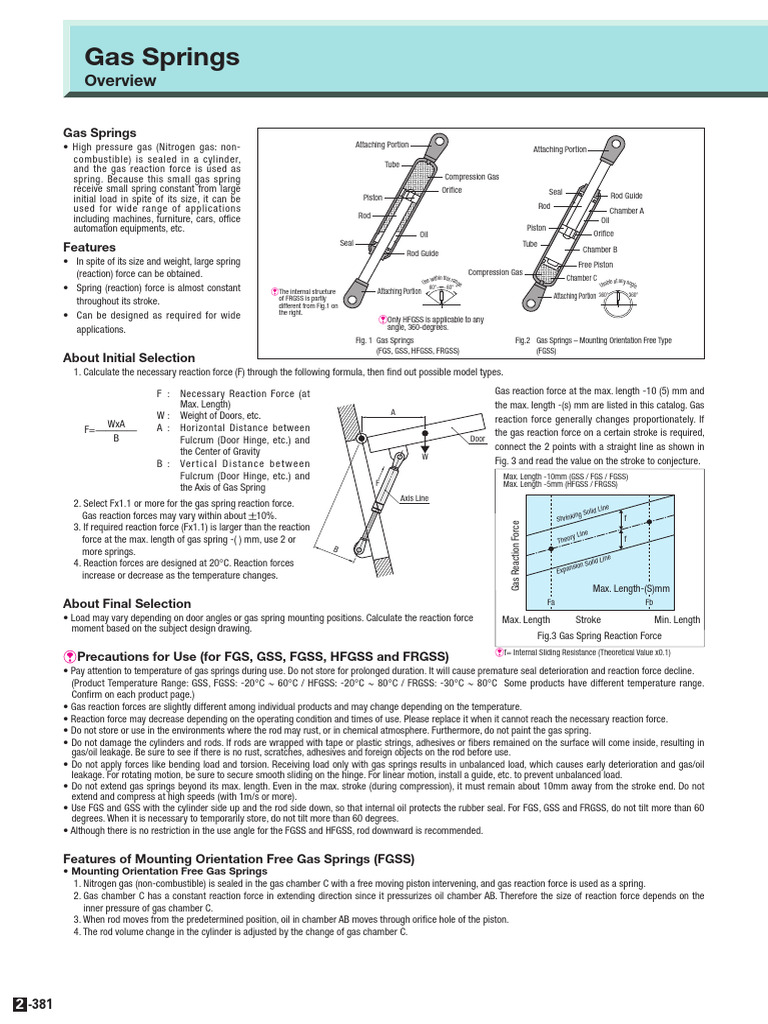 Gas Springs: Selection and Usage Guide | PDF | Piston | Mechanical ...