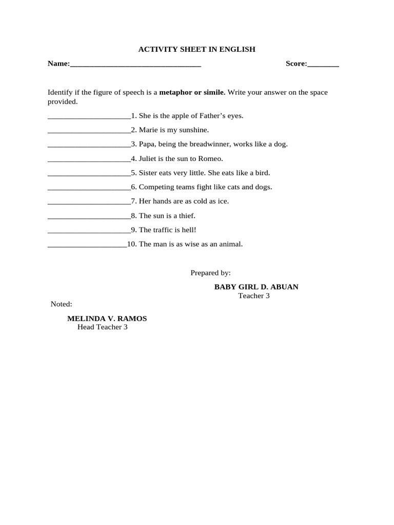 Activity Sheet in Math | PDF