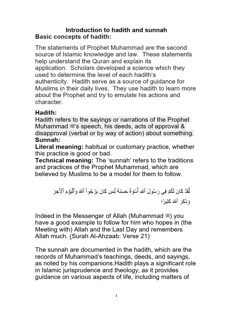 Significance of Hadith in Islam | PDF | Hadith | Quran