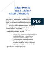 Analiza Swot La Compania Johnz Instal Contruct SA