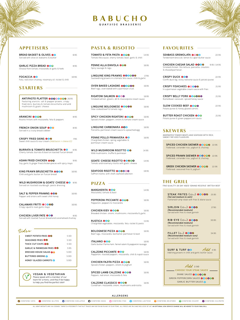 Babucho Quayside Menu Overview | PDF | Sauce | Cuisine