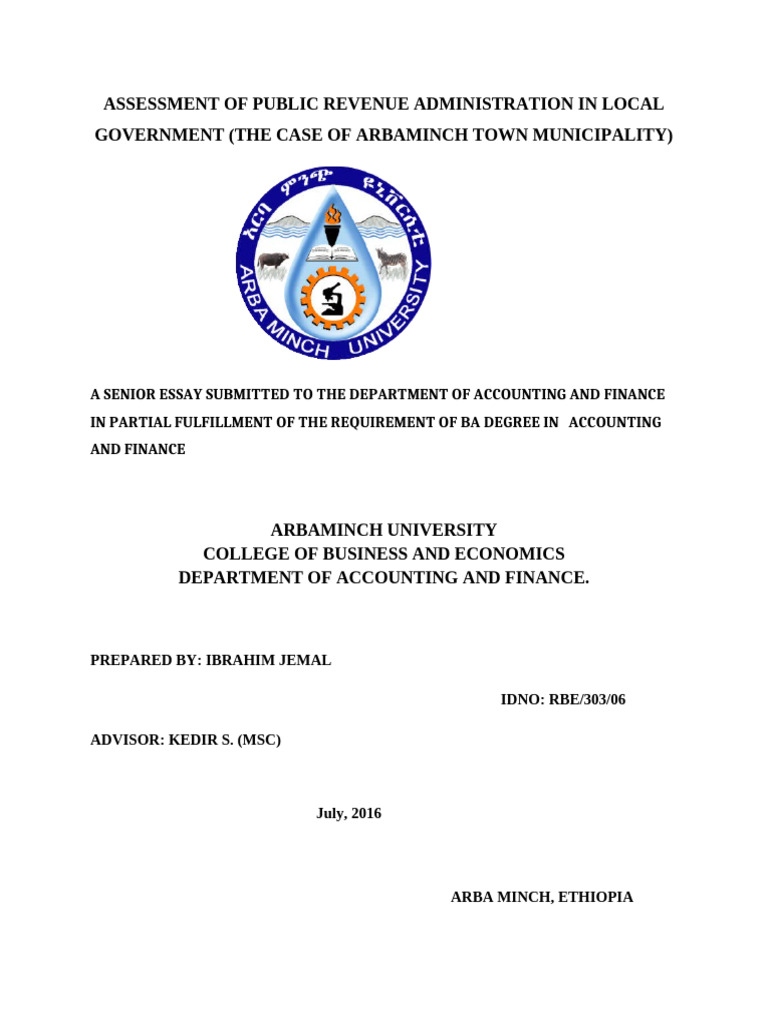 Assessment of Public Revenue Administration in Local Government (The ...