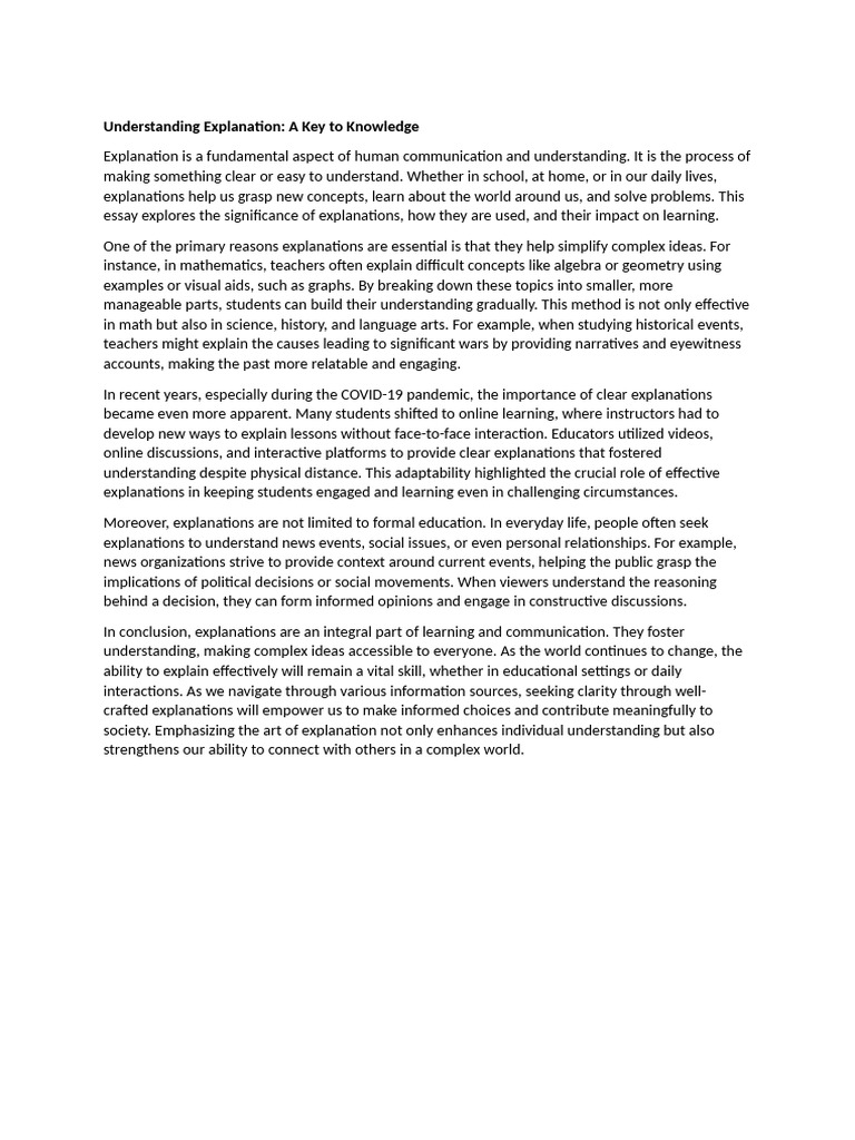The Importance of Clear Explanations | PDF | Mathematics | Communication