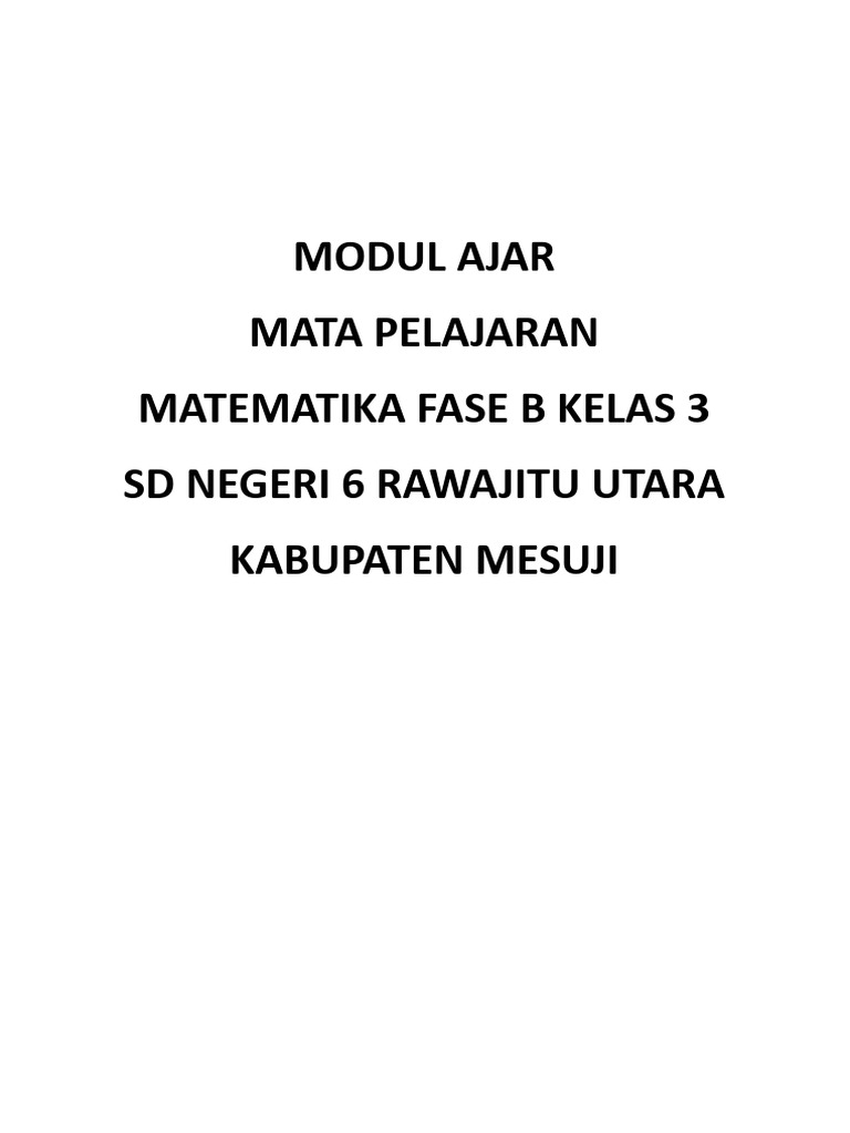 Modul Ajar Matematika Fase B Kelas 3 | PDF