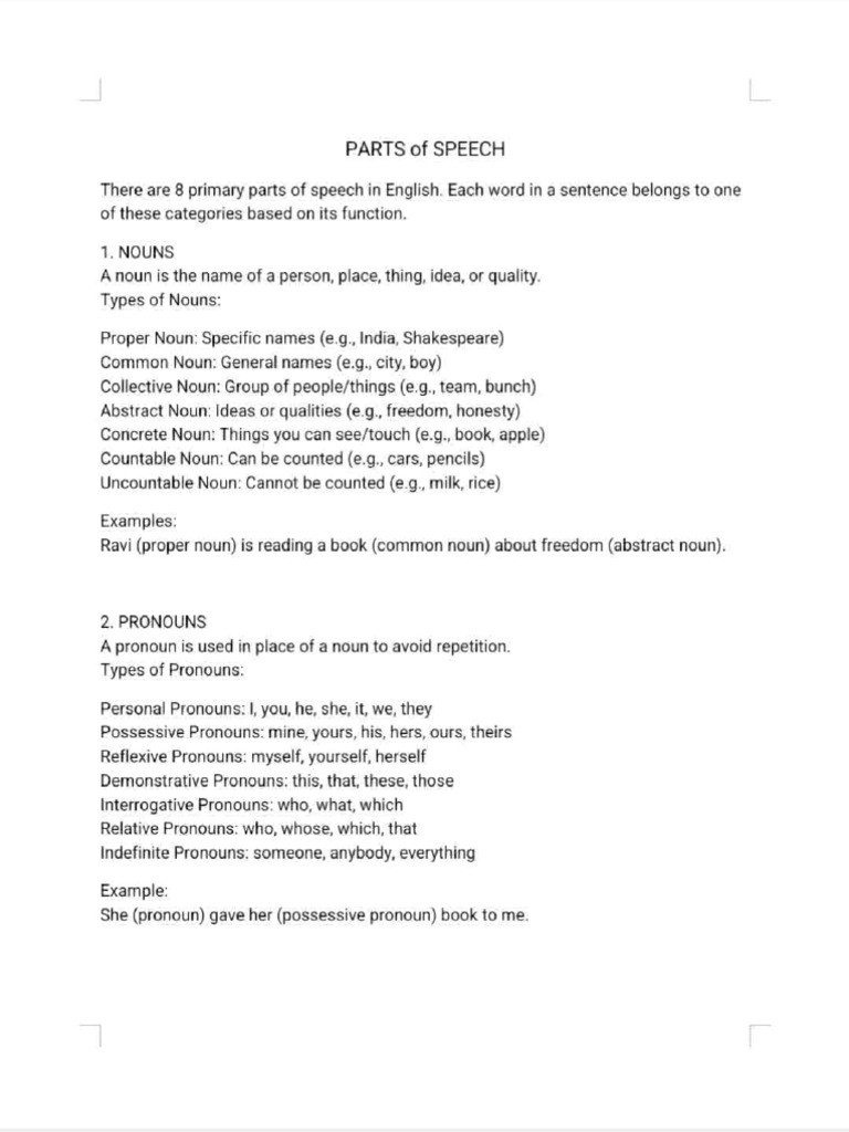Parts of Speech | PDF | Pronoun | Noun