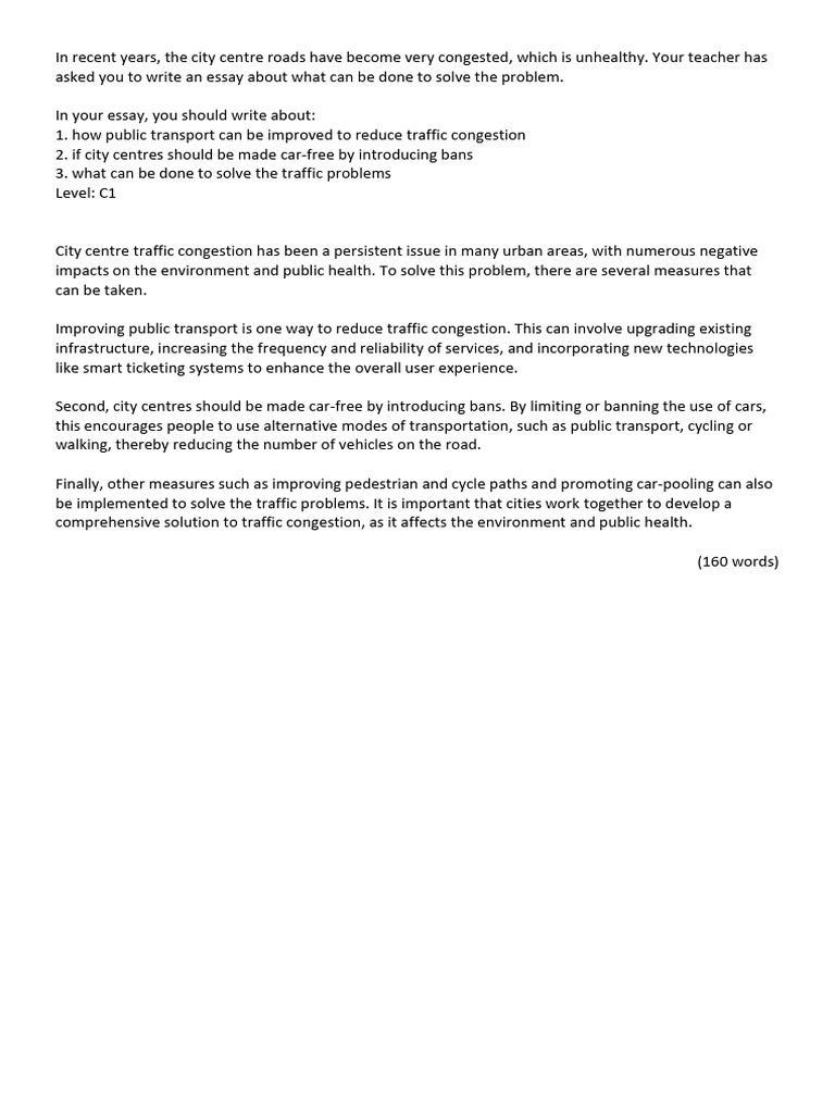 Solutions to City Centre Traffic Congestion | PDF