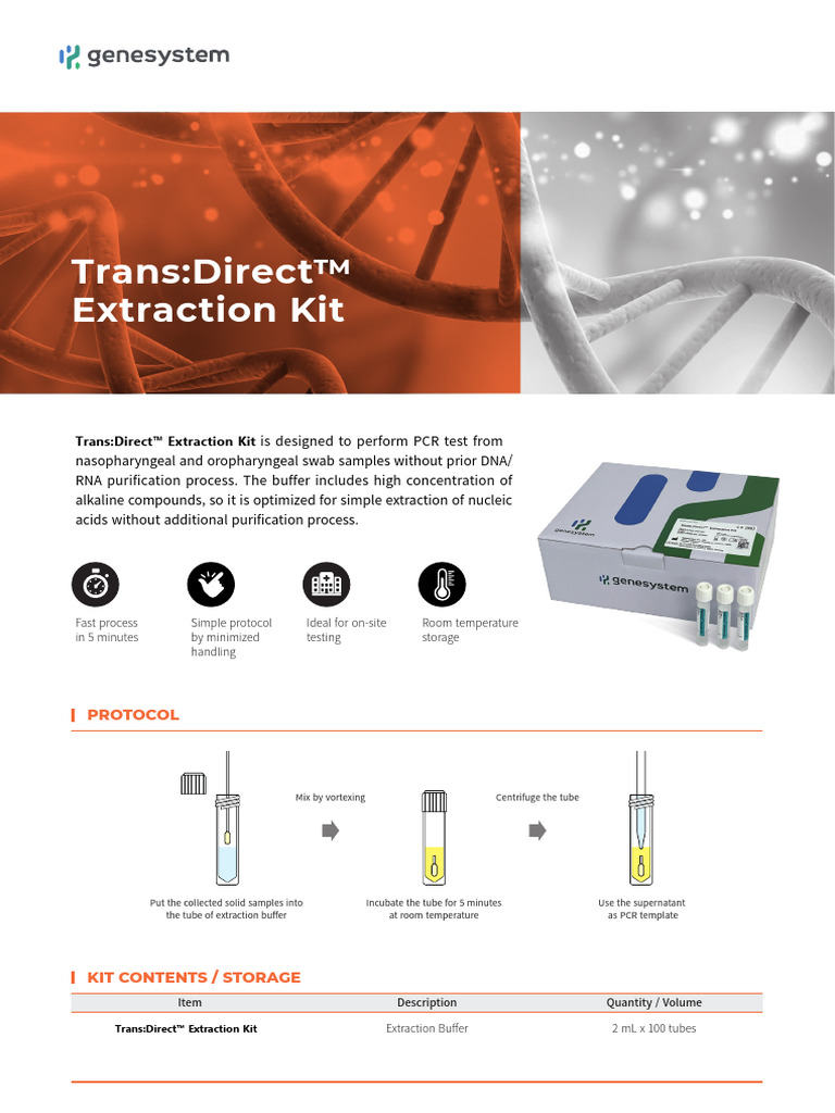 Trans Direct™ Extraction Kit | PDF | Polymerase Chain Reaction | Health ...