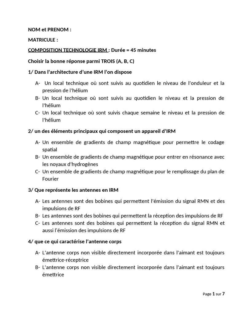 Composition et fonctionnement de l'IRM | PDF | Imagerie par résonance ...