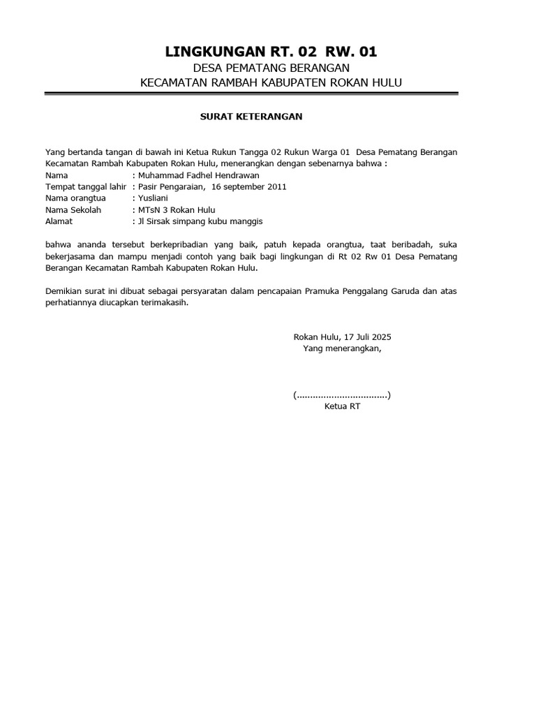 Surat-Keterangan-RT Dan RW | PDF