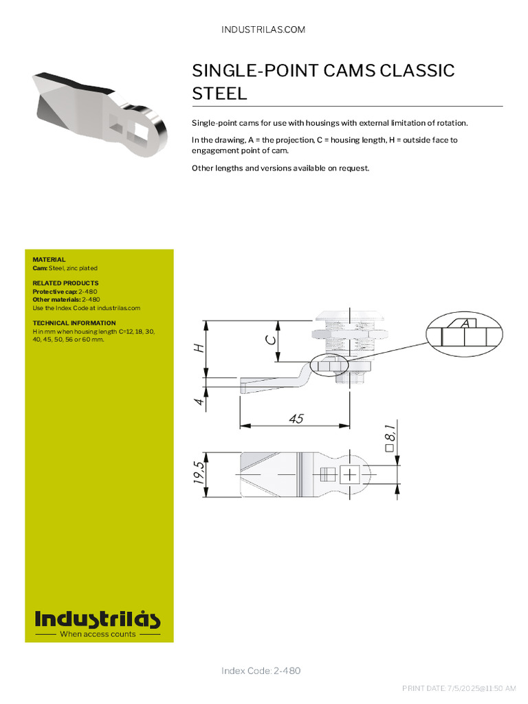 Industrilås - Single-Point Cams Classic Steel - 2-480 | PDF