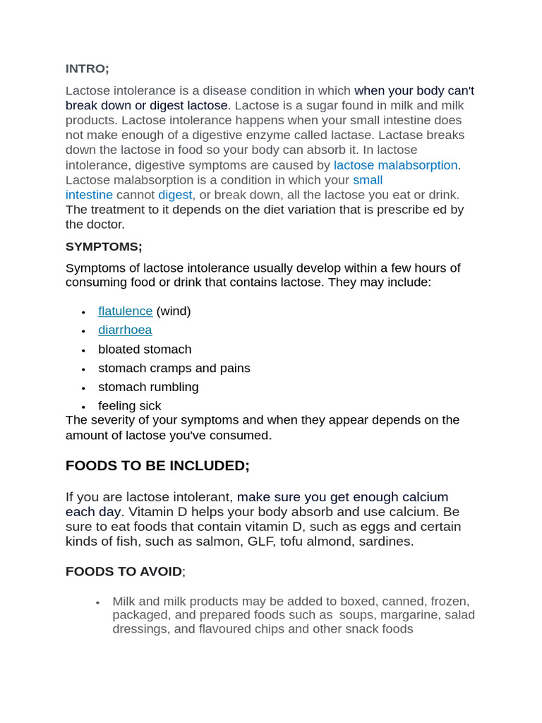 Managing Lactose Intolerance Symptoms | PDF