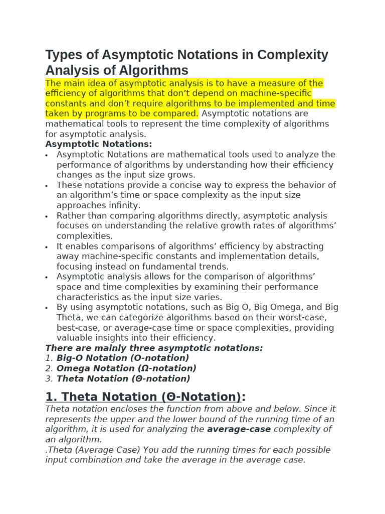 Asymptotic Notations in Algorithm Analysis | PDF | Time Complexity ...
