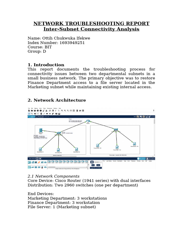 Network Troubleshooting Report | PDF | Ip Address | Computer Network
