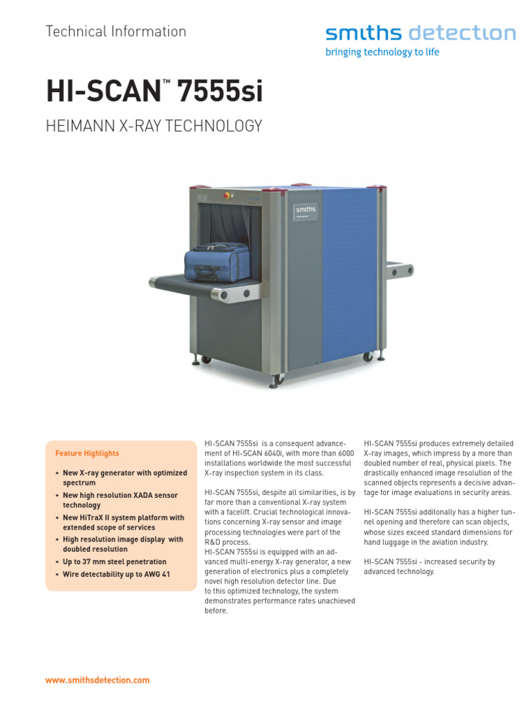 HI-SCAN 7555si X-ray Inspection System | PDF | Image Resolution | X Ray