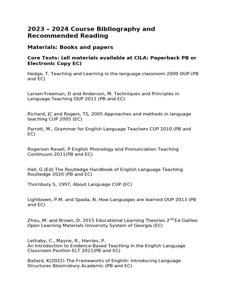 2023-2024 English Teaching Resources | PDF | English As A Second Or ...