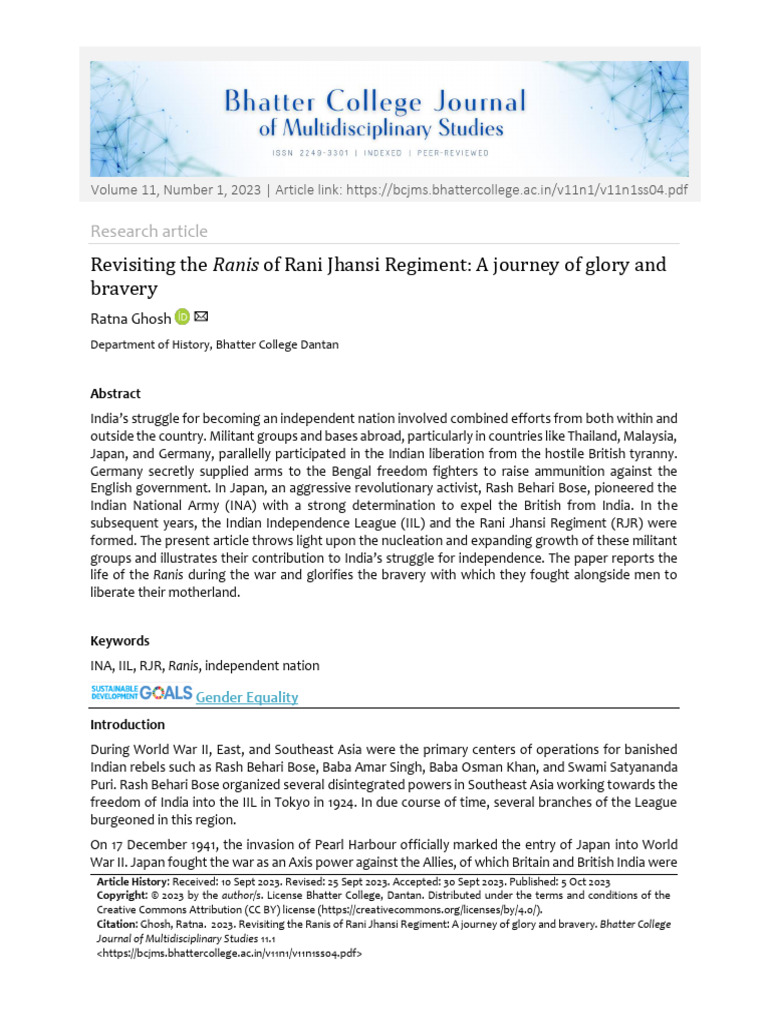 Revisiting The of Rani Jhansi Regiment: A Journey of Glory and Bravery ...