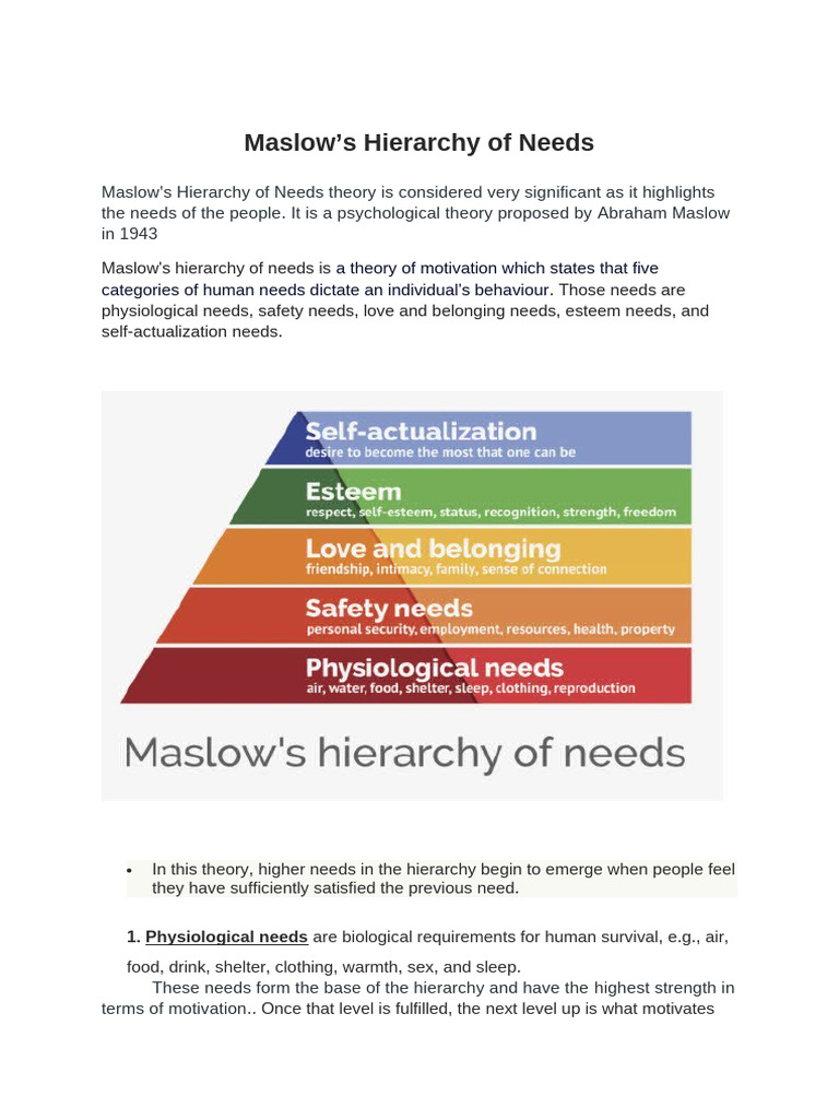 Modified Maslow's Needs Explained | PDF | Motivation | Motivational